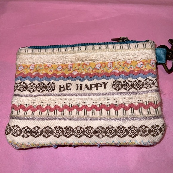 Accessories - Vintage Wristlet Fabric Key Holder Wallet Colorful ID Pouch